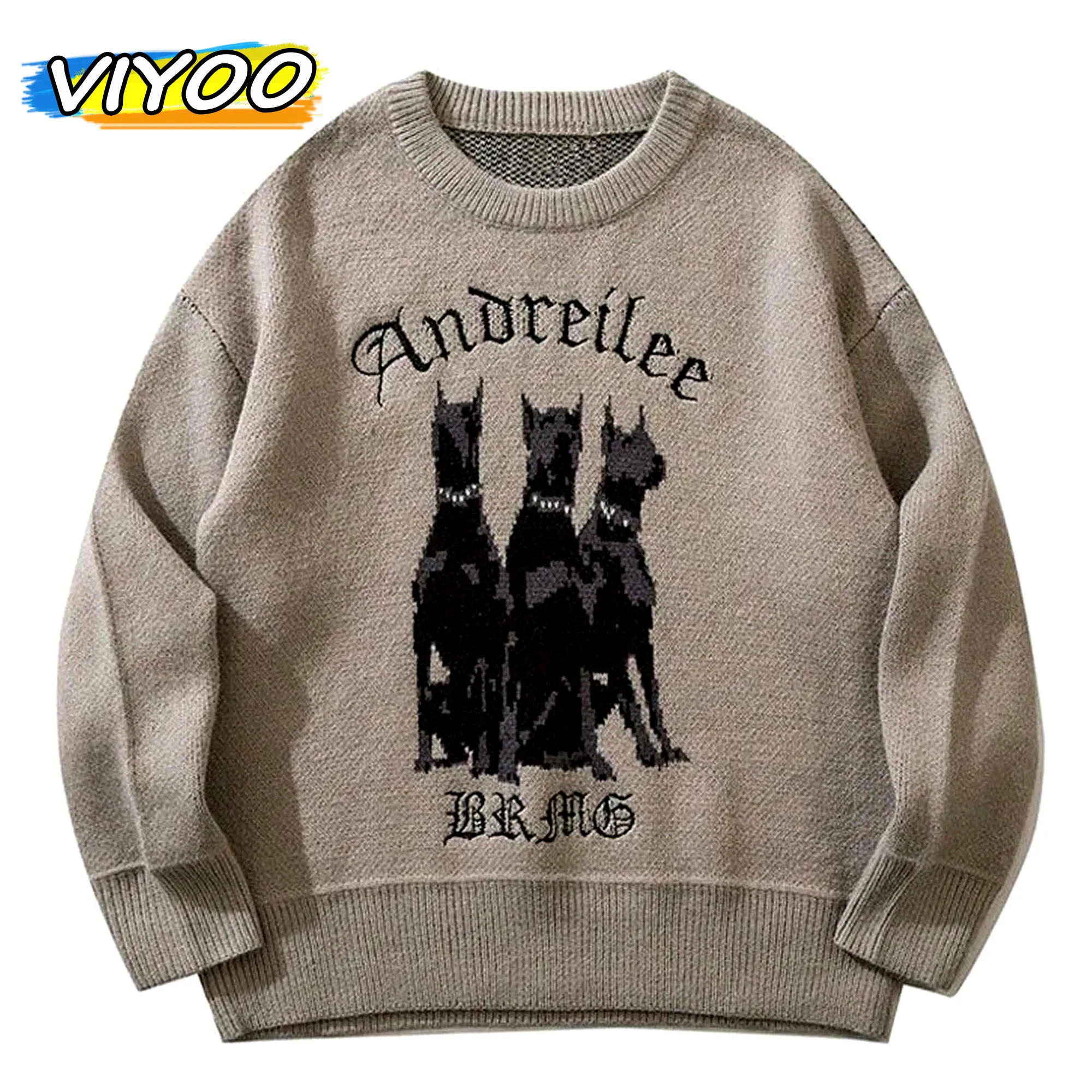 Top Trends: Japan Retro Men's Oversized Knitwear Cartoon Sweater Pullovers Y2K Couple Korean Winter Clothes Blouse Swearshirts Christmas Men Shoppable Styles