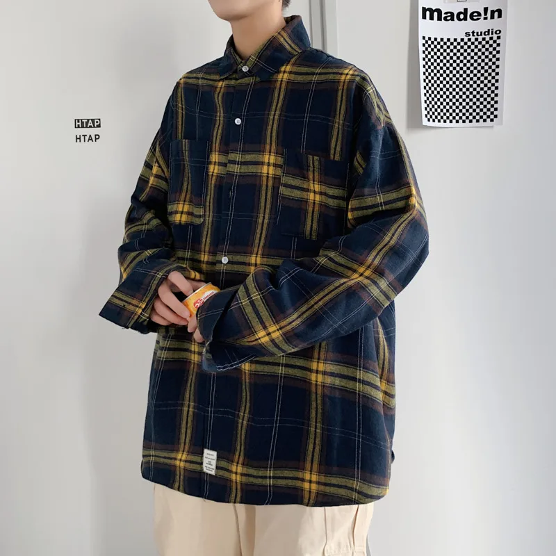 Top Trends: Autumn Oversized Long Sleeved Shirt Men Fashion Retro Plaid Shirt Men Streetwear Korean Loose Casual Shirts Mens Large Size 5XL Shoppable Styles