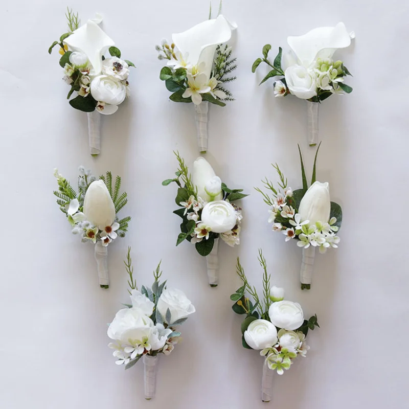 Top Trends: White Boutonniere Wrist Corsage Bridesmaid Wedding Decor Bride Flowers Accessoires De Mariage Shoppable Styles