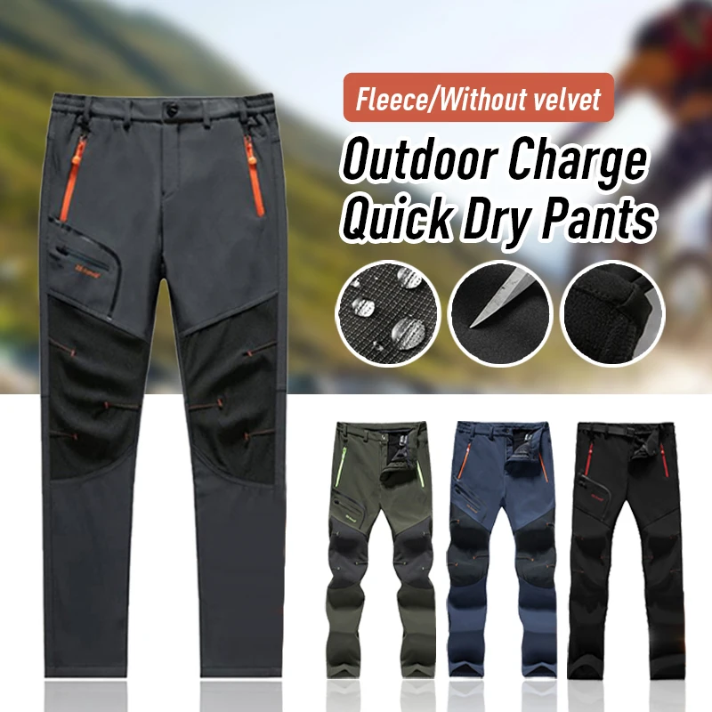 Top Trends: Men Waterproof Outdoor Cargo Pants Fleece Camping Sport Trousers Casual Male Winter Warm Plus Velvet Soft Shell Hiking Pants Shoppable Styles