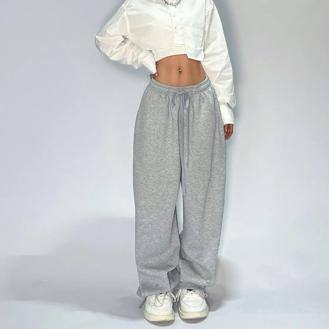 Top Trends: Kpop Y2K Gray Jogging Sweatpants Women Hippie Streetwear Oversized Sports Pants Loose Straight Wide Leg Trousers Korean Style Shoppable Styles