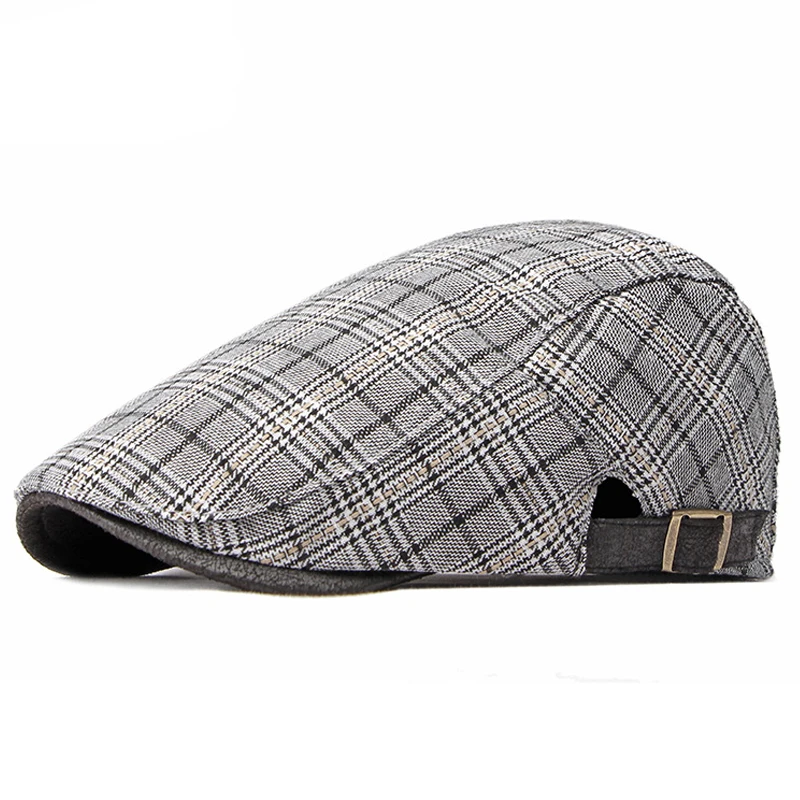 Top Trends: Plaid Flat Cap Berets Men Gatsby Newsboy Hat Women Cabbie Ivy Cap Herringbone Painter Peaked Hat Forward Visor Adjustable Shoppable Styles