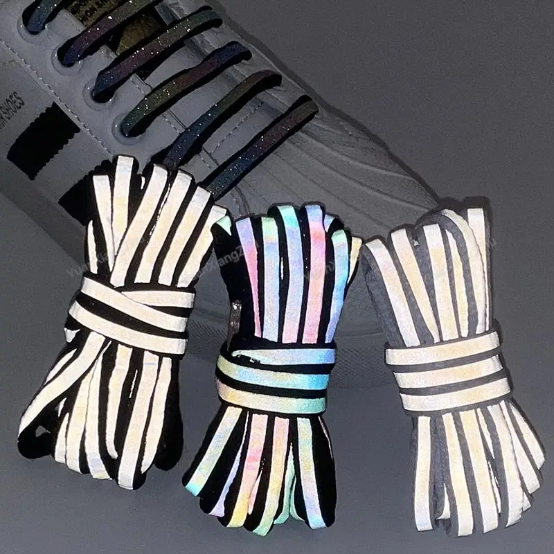 Top Trends: Reflective Shoe Laces Fashion Rainbow Shoelaces White Black Elastic Laces Sneakers Round Shoelace For Shoes 100 / 120 / 140cm 1Pair Shoppable Styles