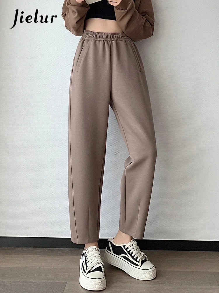 Top Trends: Jielur Loose Casual Sport Female Harem Pants Solid Color High Waist Simple Office Ladies Basic Coffee Black Apricot Women Pants Shoppable Styles