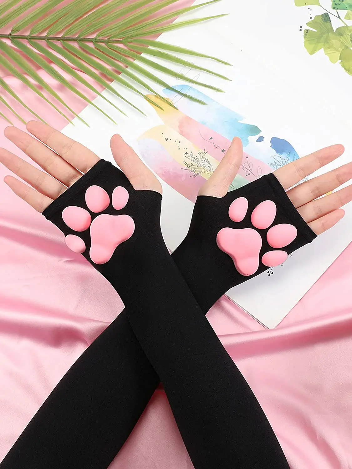 Top Trends: UV Sun Protection Stretchy Cute Cat Claw 3D Toes Beans Fingerless Sleeves Tattoo Cover Up Outdoor Sports Arm Sleeves Warm Gloves Shoppable Styles - Image 4