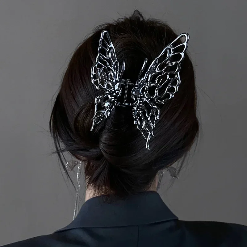 Top Trends: Korean Metal Liquid Butterfly Hair Clip For Women Back Head Grab Clip Hairpin Geometric Headband Hair Accessories Wholesale Shoppable Styles