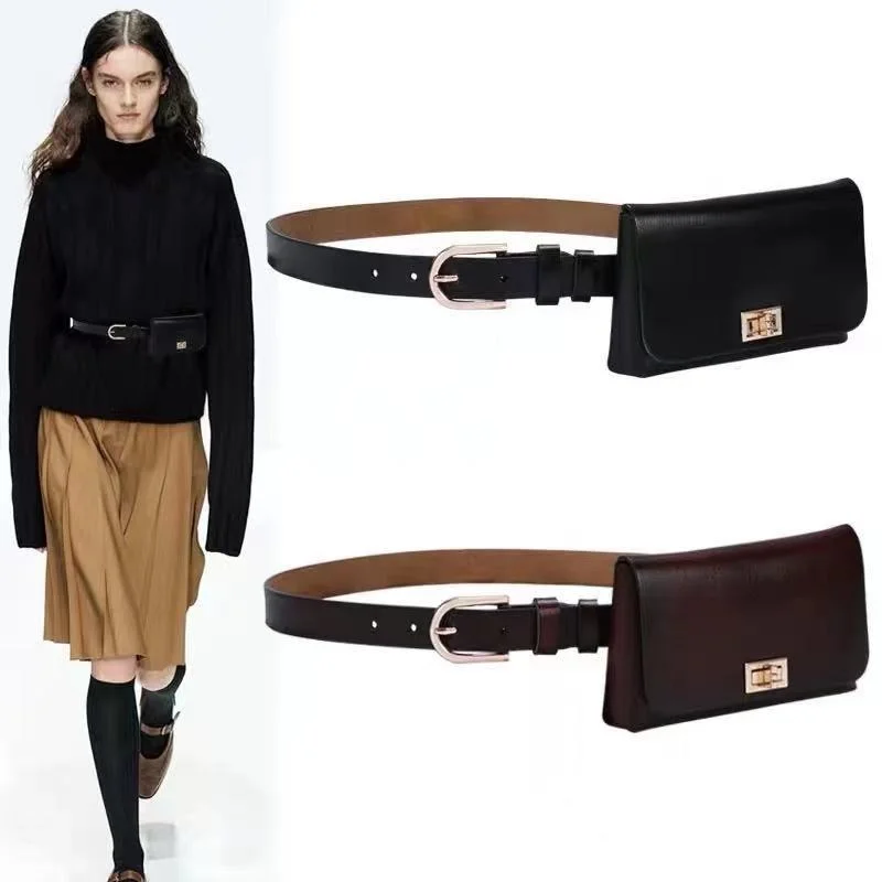 Top Trends: Luxury New Cowhide Ladies Belt Waistband Genuine Leather Purse Decorative Skirt Windbreaker Belt Pockets Womans Belt Shoppable Styles