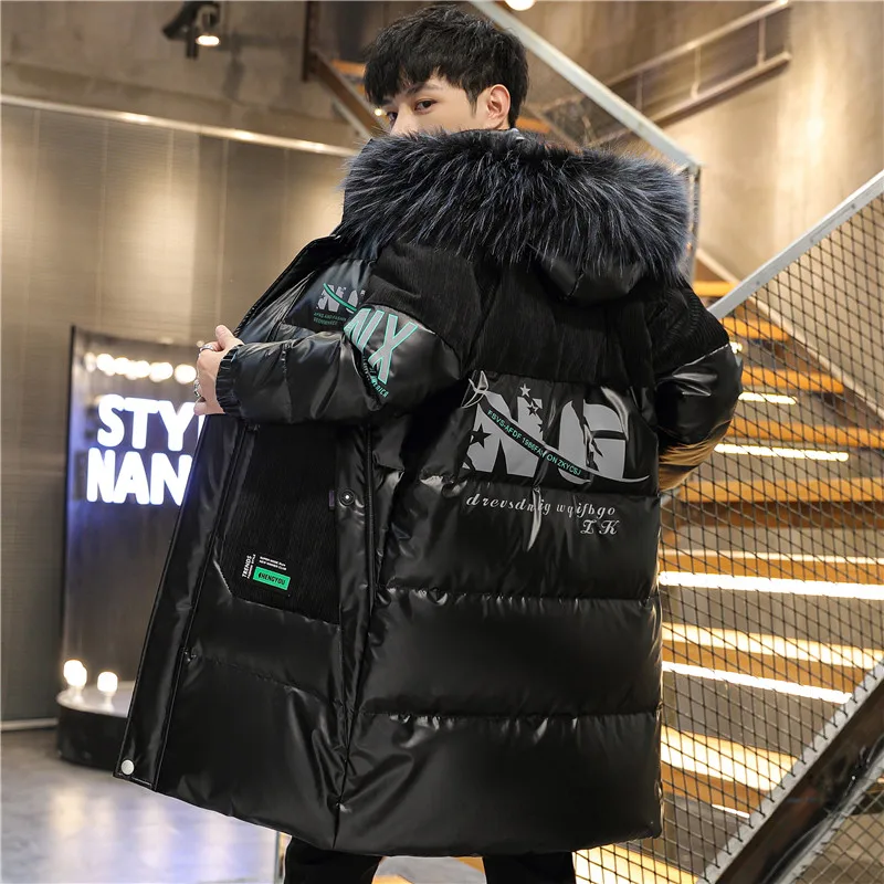 Top Trends: Casual Winter Long Hooded Down Cotton-Padded Jackets Men's Outwear Thick Warm Parkas Youth Detachable Fur Collar Top Puffer Coat Shoppable Styles