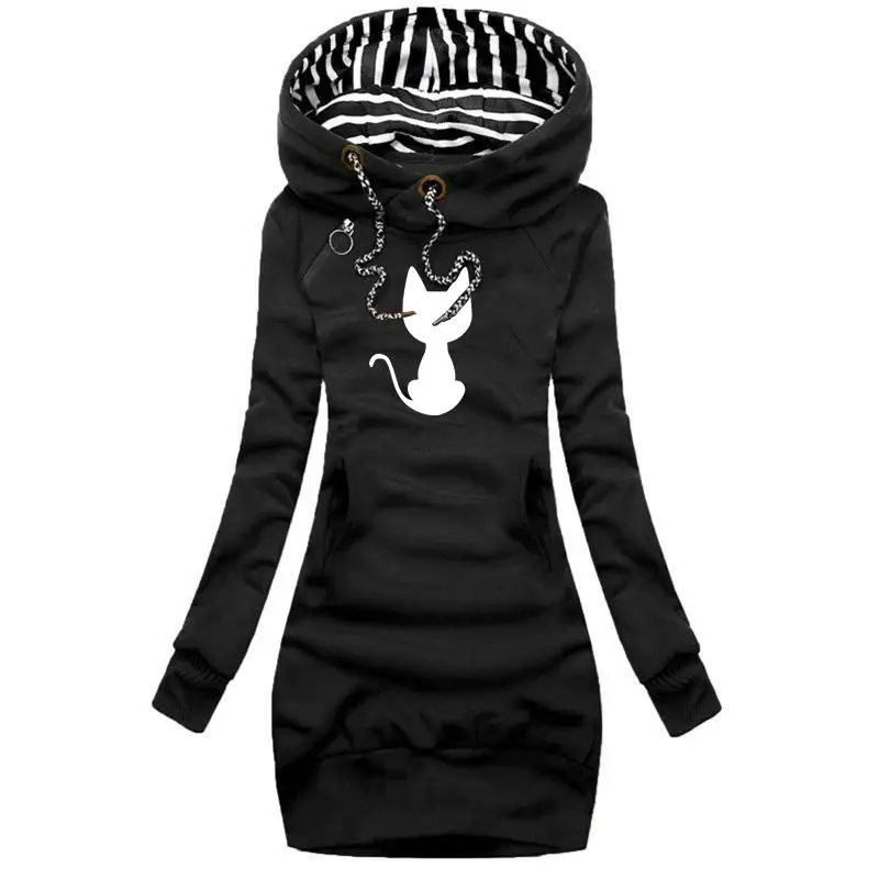 Top Trends: Autumn And Winter Women Dresses Fashion Long Sleeve Hoodie Dress Casual Hooded Dresses For Women Pullover Dress Sweatshirts 2022 Shoppable Styles - Image 5