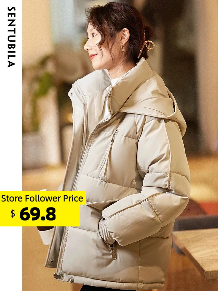 Top Trends: Sentubila Quilted Coats Women Winter Puff Jacket 2023 Autumn Women Hooded Coat Long Sleeve Keep Warm Thickened Clothes W24M46839 Shoppable Styles