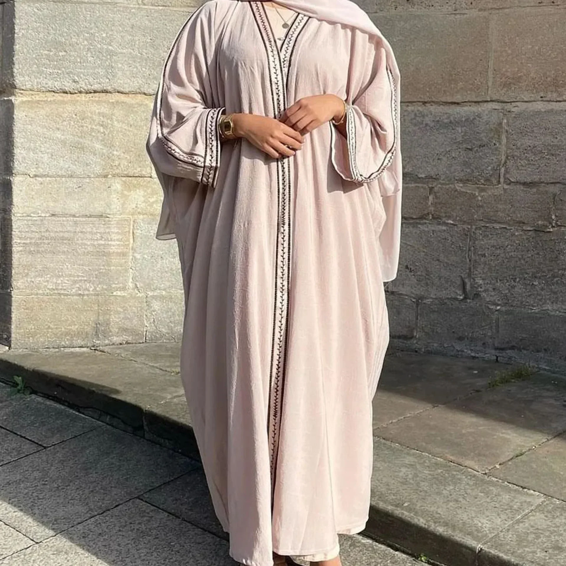 Top Trends: Eid Muslim Kimono Abaya Dubai Embroidery Kaftans For Women Modest Party Arabic Hijab Dress Turkish Open Abayas Islamic Clothing Shoppable Styles