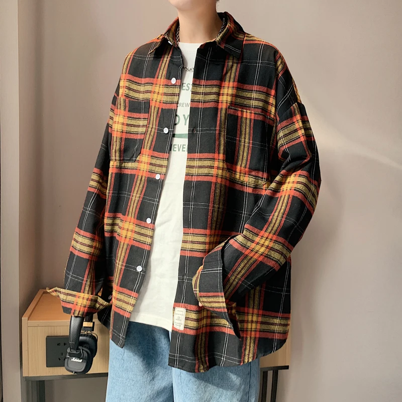 Top Trends: Autumn Oversized Long Sleeved Shirt Men Fashion Retro Plaid Shirt Men Streetwear Korean Loose Casual Shirts Mens Large Size 5XL Shoppable Styles - Image 5