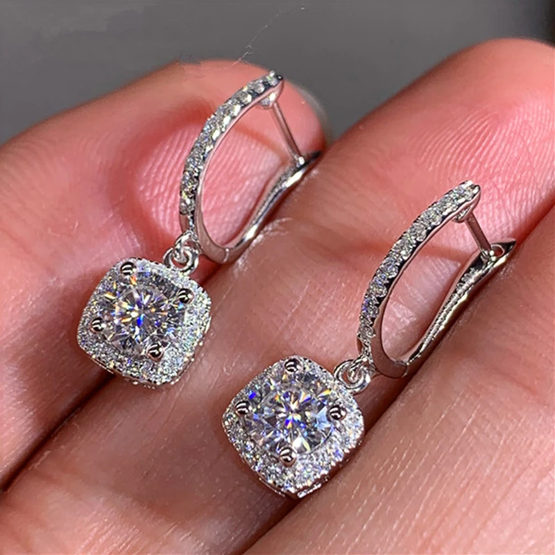 Top Trends: D Moissanite 3ct Earrings 925 Sterling Silver Original Certified Moissanite 1ct Hoop Drop Dangle Earrings 2ct Huggie For Women Shoppable Styles