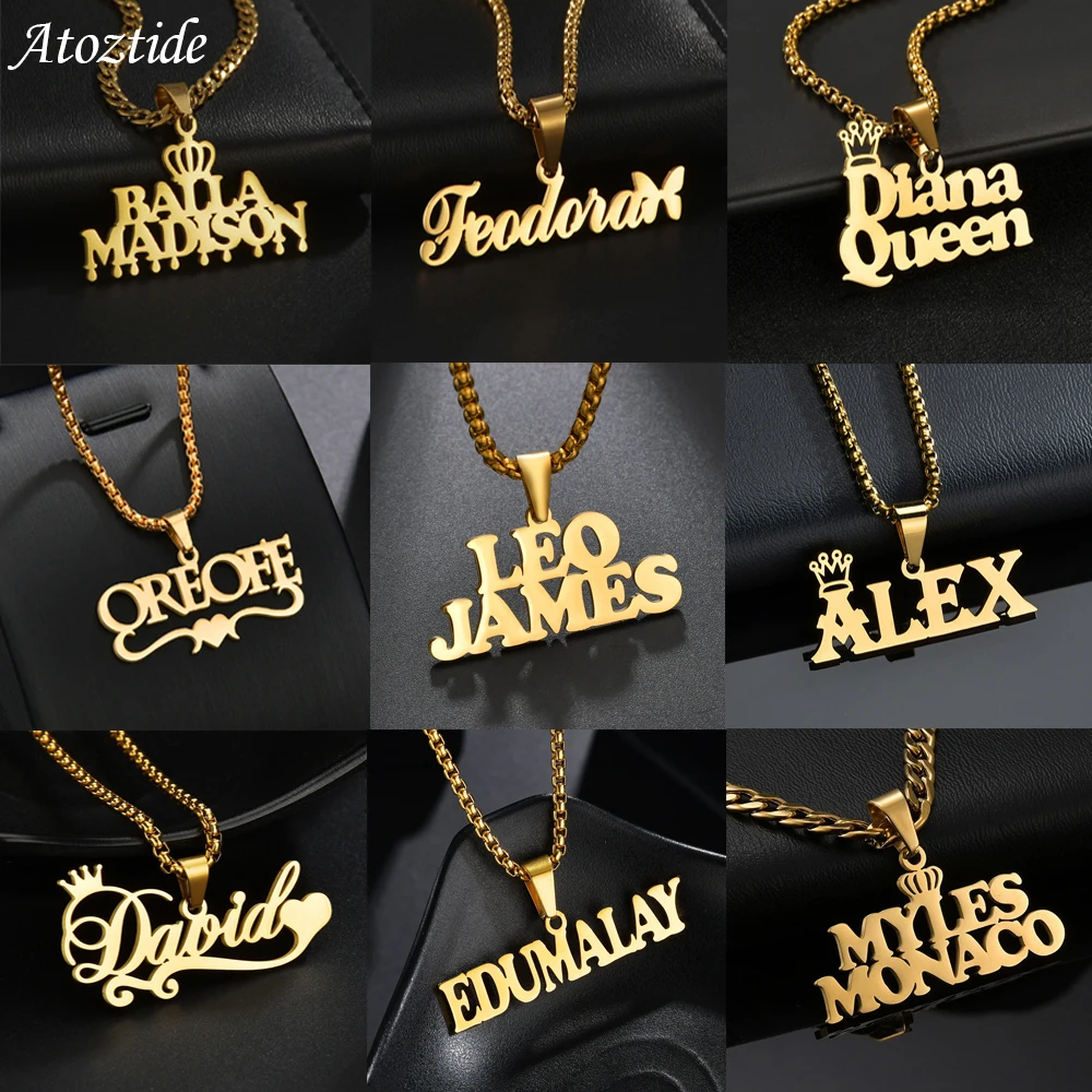 Top Trends: Customized Names Pendant Necklace Stainless Steel Personalized Jewelry Cuban Thick Chain For Men Women Detachable Necklace Gift Shoppable Styles