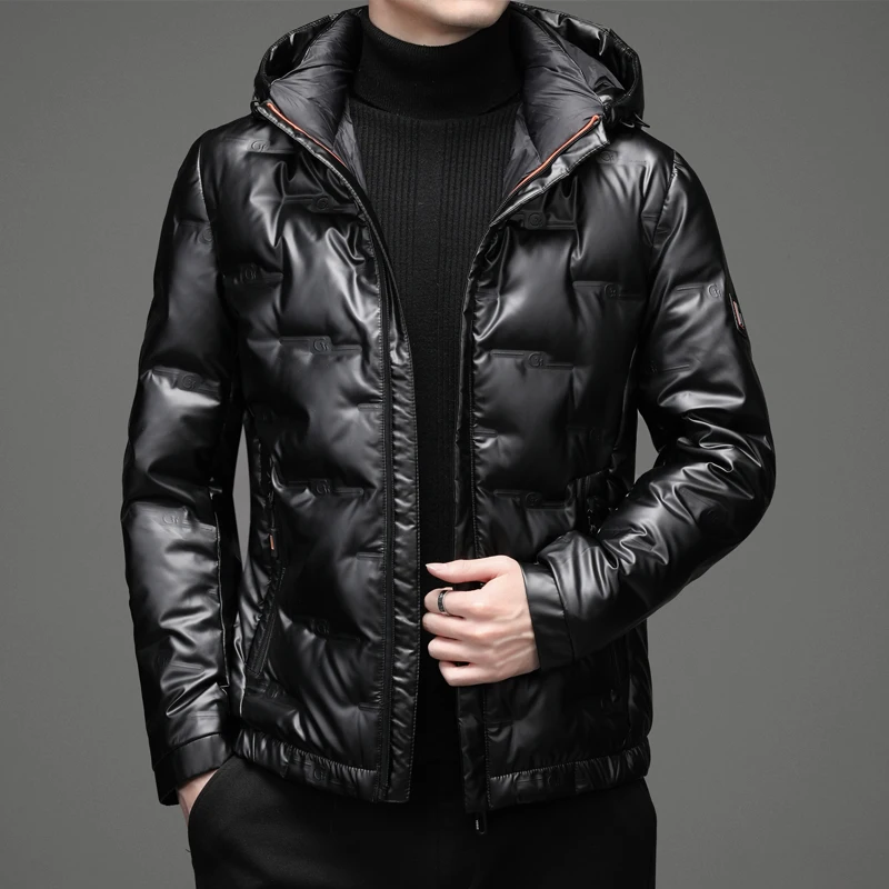 Top Trends: TOP Winter Casual Men&#039;s Bright Warm Hooded 90% White Duck Down Jackets Outwear Solid Thick Loose Puffer Coats Windproof Clothing Shoppable Styles