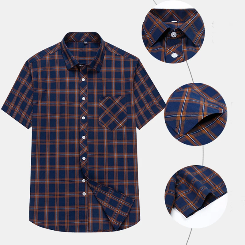 Top Trends: Plus Size S-8XL Men's Shirts Short Sleeve New Fashion Cotton Soft Comfortable Thin Red Plaid Young Casual Social Shirt Clothing Shoppable Styles - Image 5