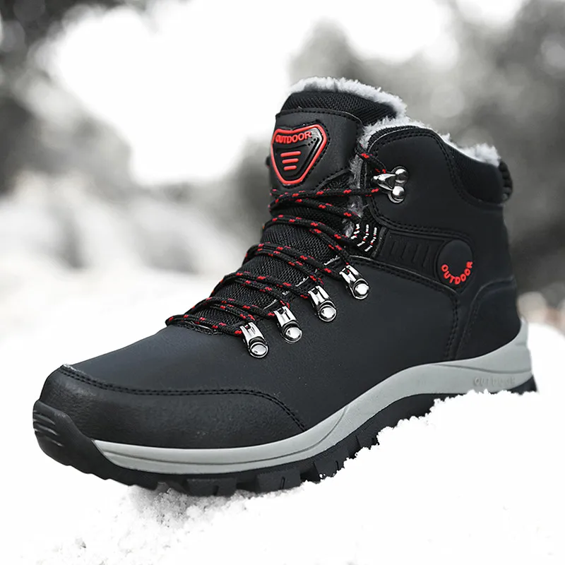 Top Trends: Winter Men Hiking Boots Waterproof Ankle Snow Boots Men Sneakers Outdoor Non-slip High Top Plush Warm Leather Shoes Men Boots Shoppable Styles