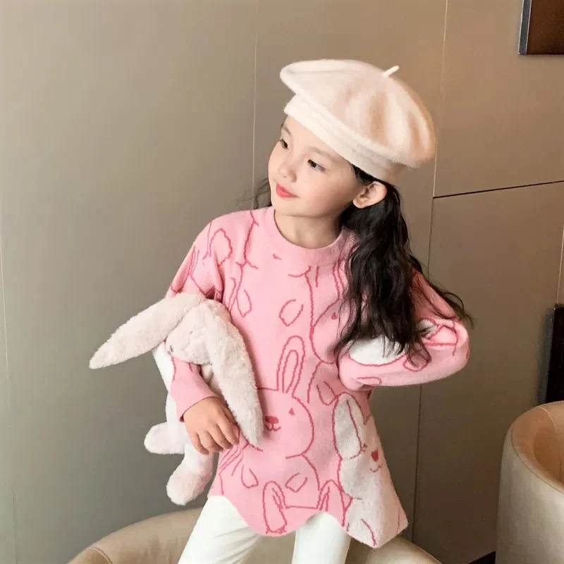 Top Trends: Kids Cute Rabbit Knit Sweaters For Girls Irregular O Neck Christmas Pullover Sweater Coat Toddler Baby Long Sleeve Sweaters 6 8 Shoppable Styles - Image 6