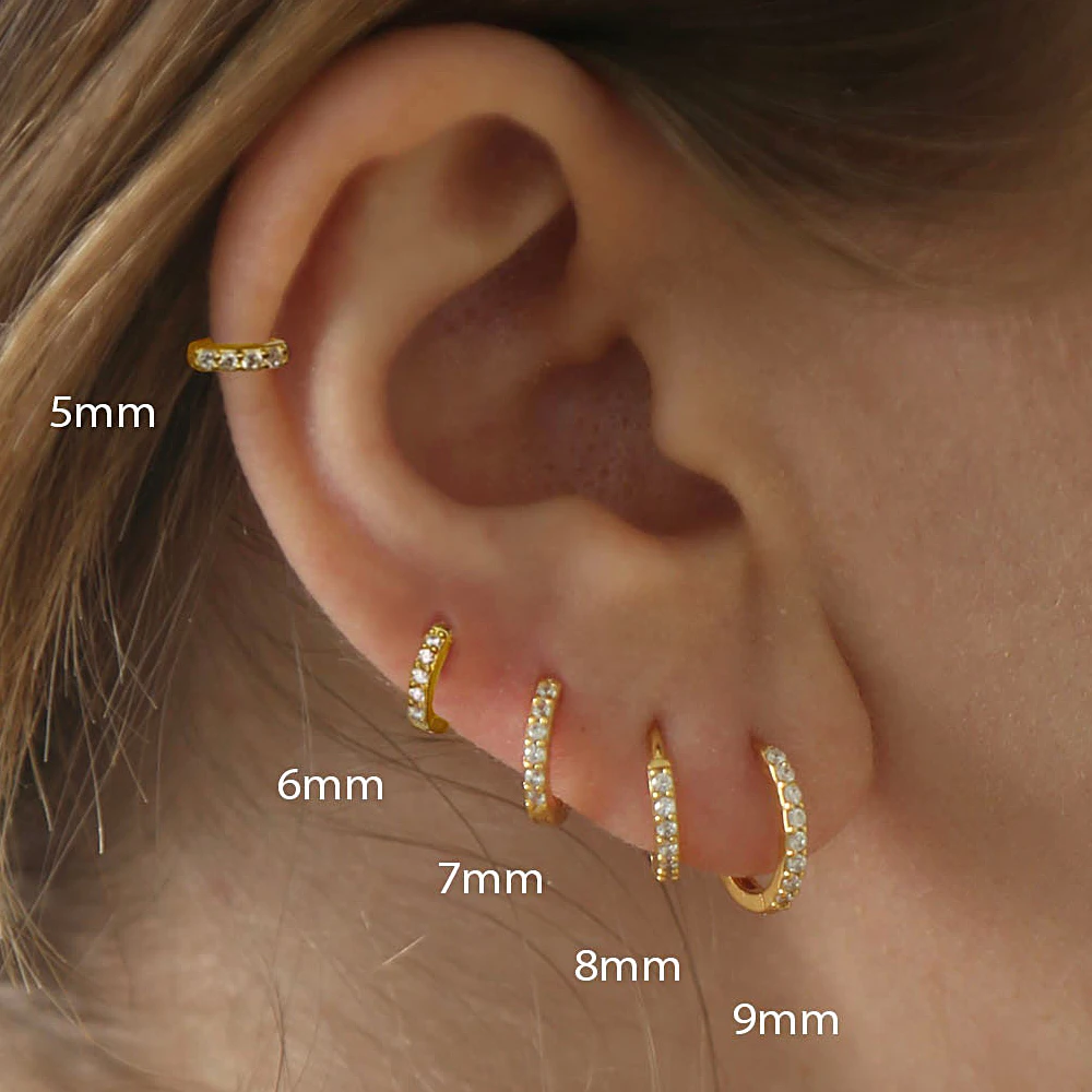 Top Trends: 2PC Minimal Stainless Steel Hoop Earrings Crystal Zirconia Small Huggie Thin Cartilage Earrings Helix Tragus Piercing Jewelry Shoppable Styles