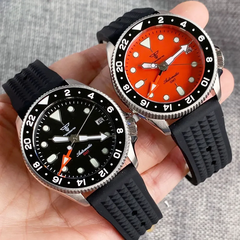 Top Trends: 20ATM Diving 37mm Japan NH34A GMT 24 Hours Ceramic Bezel 120 Click Sapphire Glass Auto Men Watch Date Waffle 3.8 Crown Luminous Shoppable Styles