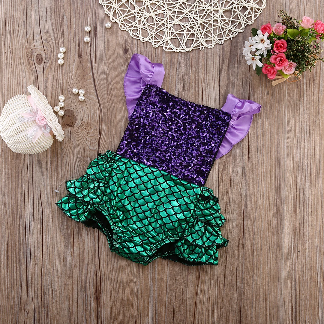 Top Trends: 0-24M Baby Girls Sequins Romper Girl Fly Sleeve Jumpsuit Kids Outfits Toddler Sunsuit Clothing Bodysuits Shoppable Styles