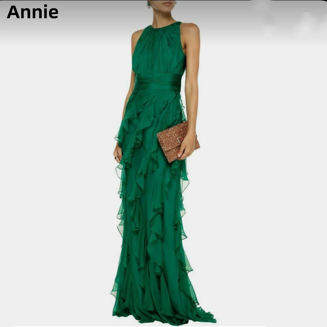 Top Trends: Annie Elegant Lady Green Ruffle Prom Dressess A-line Formal Occasions Party Dress 2024Vestidos De Noche Custom Evening Dress Shoppable Styles