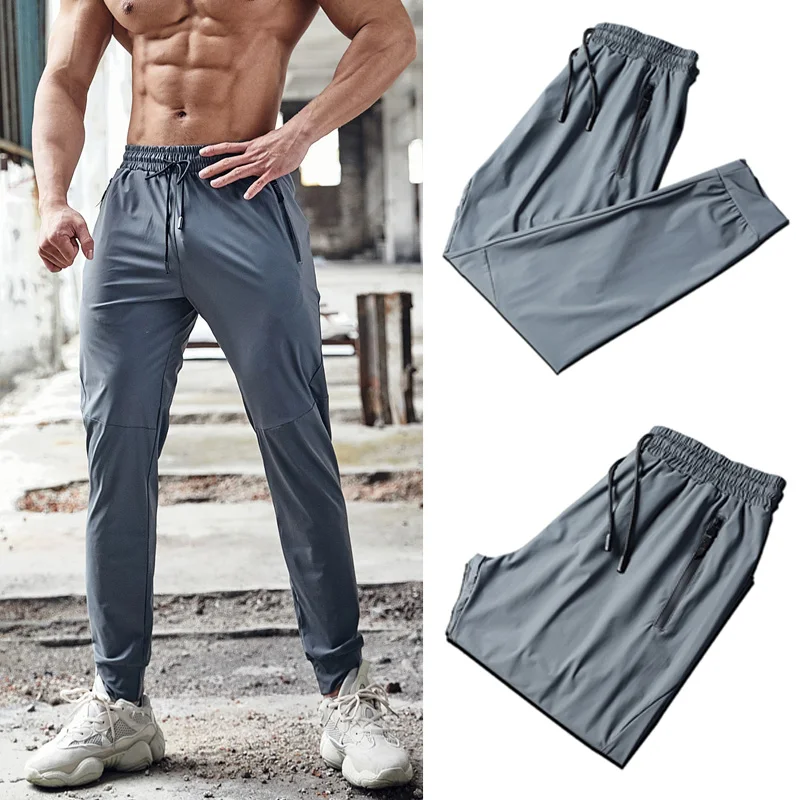 Top Trends: Men Sport Pant Training Bodybuilding Trousers Youngster Fitness Running Sweatpant Thin Elastic Dry Fit Zipper Pockets Long Pants Shoppable Styles