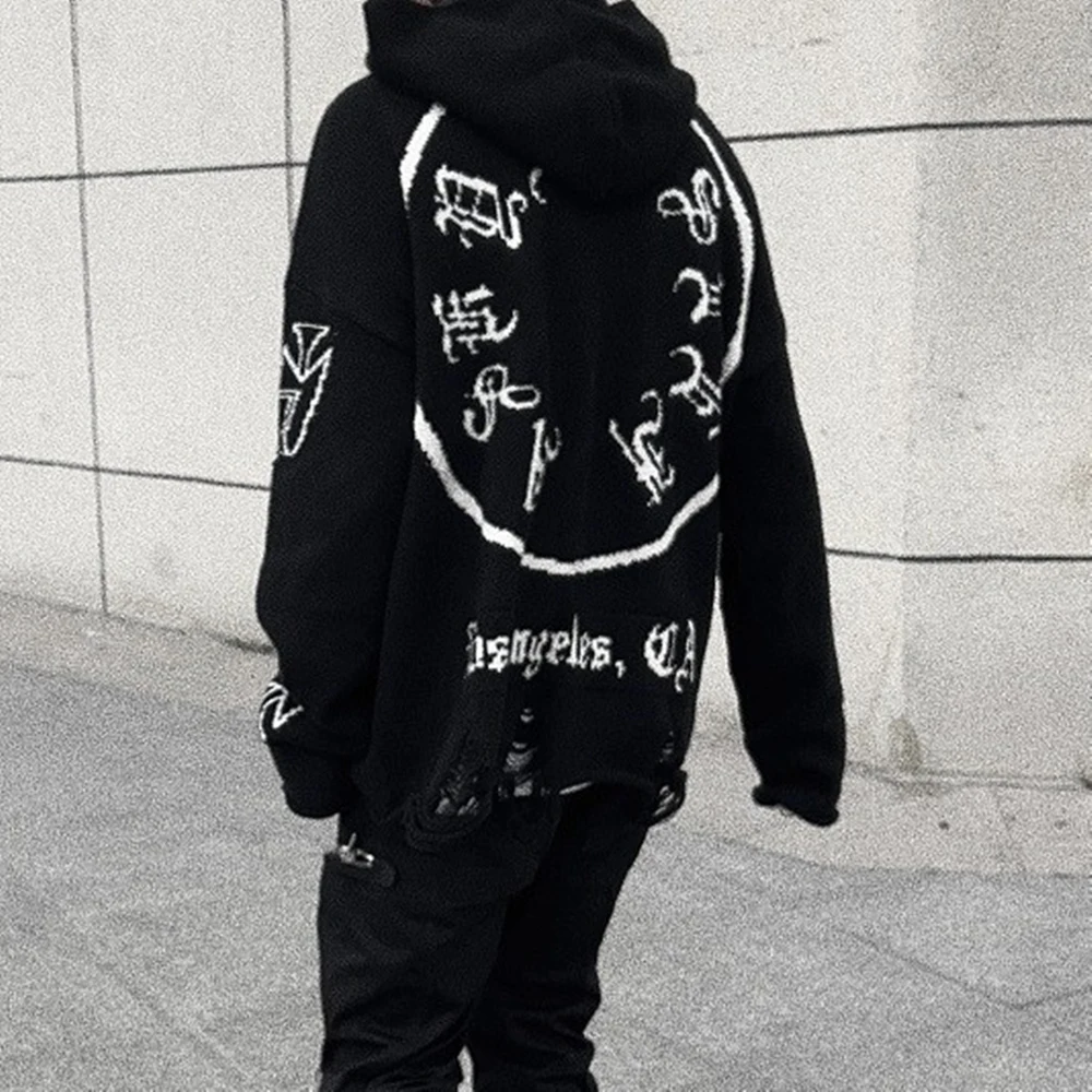 Top Trends: Frog Drift New Fashion Brand Streetwear ASKYURSELF OG Oversize Loose Vintage Destroy Destruction Sweater Hooded For Men Shoppable Styles