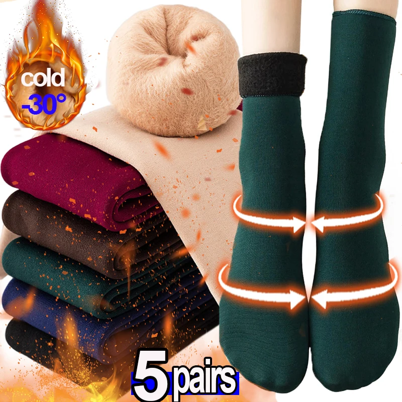 Top Trends: 1-5pairs Women Men Winter Socks Warm Thicken Thermal Snow Boots Floor Socks Soft Velvet Sleep Solid Color Floor Cashmere Socks Shoppable Styles