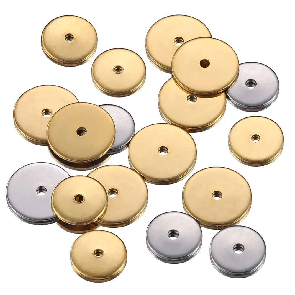 Top Trends: 40pcs 20pcs Stainless Steel Flat Round Spacers Loose Beads For Necklace Bracelet Earrings Jewelry Making DIY Pendants Charms Shoppable Styles