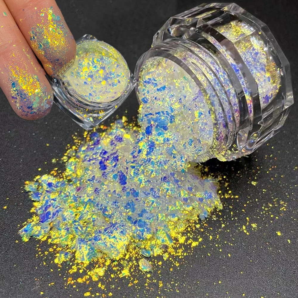 Top Trends: 1Box Aurora Glitter Opal Flakes Nail Powder Holographic Sequins Iridescent Rub Dust Mermaid Chameleon Flakes Manicure Decoration Shoppable Styles