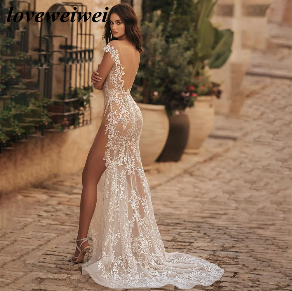 Top Trends: High Slipt Mermaid Sexy Wedding Dresses Lace Appliques Open Back Wedding Gowns Detachable Train Bridal Dress Vestido De Noiva Shoppable Styles