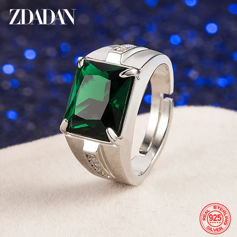 Top Trends: ZDADAN 925 Sterling Silver Emerald Finger Rings For Men Women Fashion Wedding Jewelry Shoppable Styles