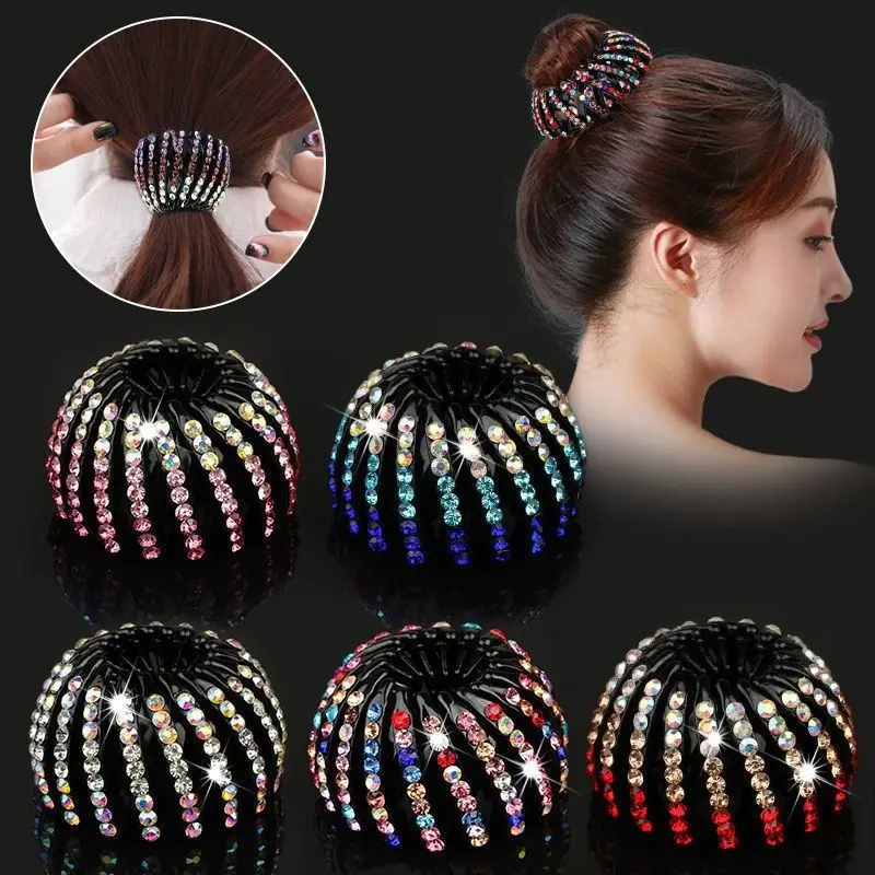 Top Trends: New Fashion Ladies Hair Bun Crystal Hair Claw Hairpin Bird's Nest Expansion Hair Accessories Female Ponytail Buckle Headwear Shoppable Styles