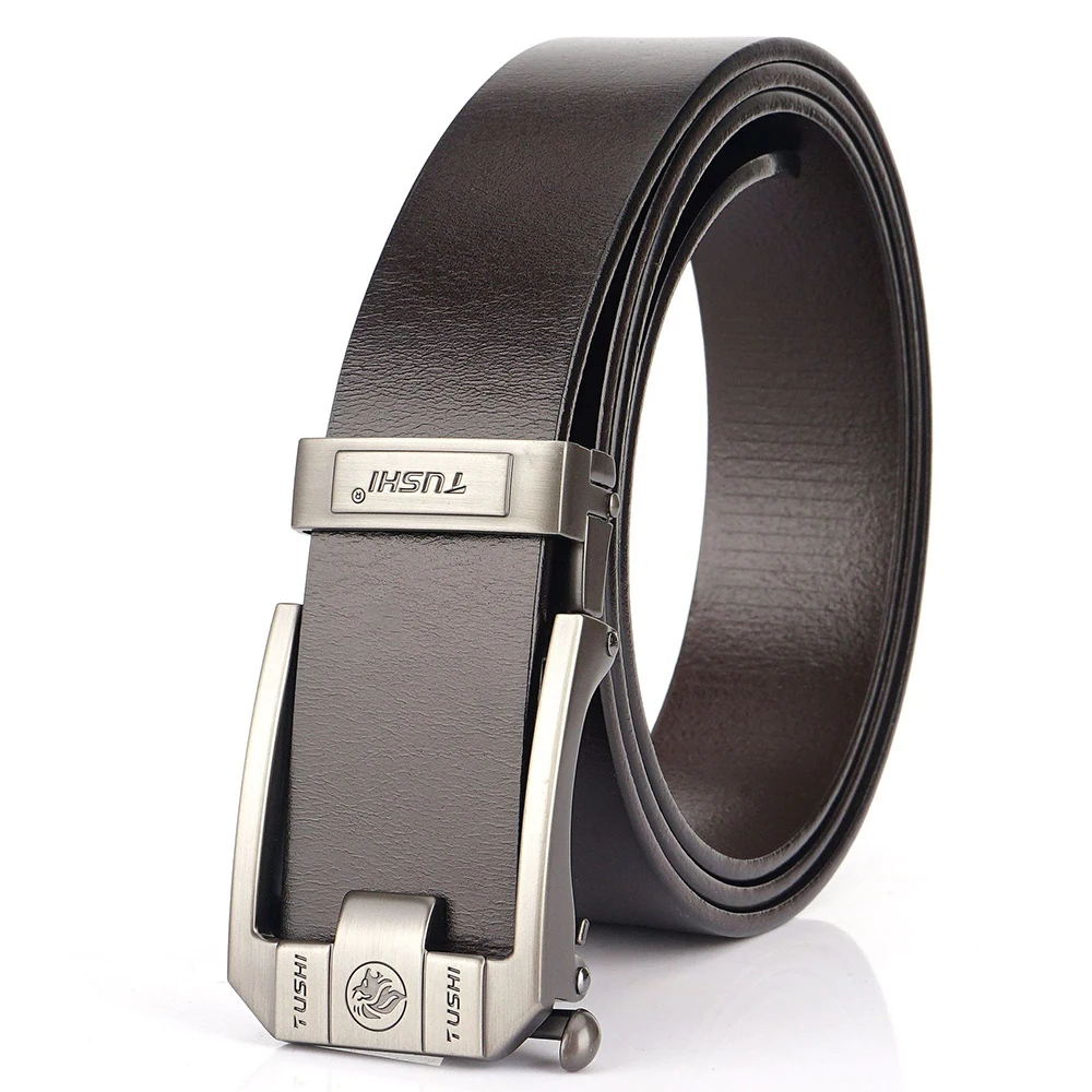 Top Trends: TUSHI Men Leather Belt Metal Automatic Buckle Brand High Quality Luxury Belts For Men Famous Work Business Black Cowskin Strap Shoppable Styles - Image 5