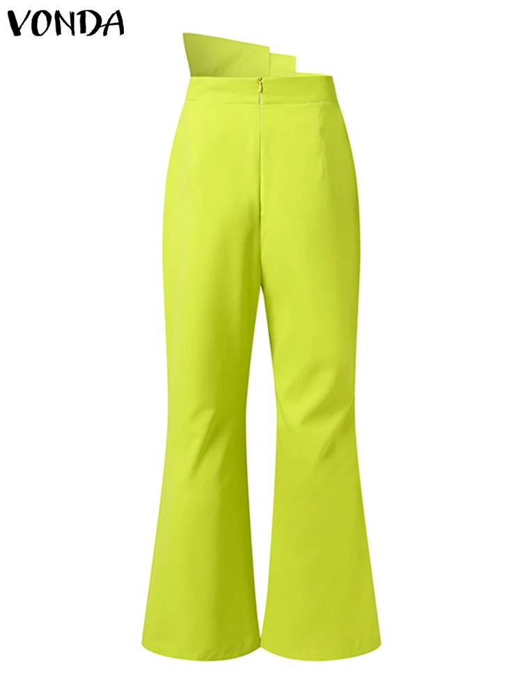 Top Trends: VONDA Elegant Office Flared Pants 2023 Summer Women High Waist Ruffled Long Trousers Casual Solid Color Stylish Bell Bottoms Shoppable Styles - Image 5