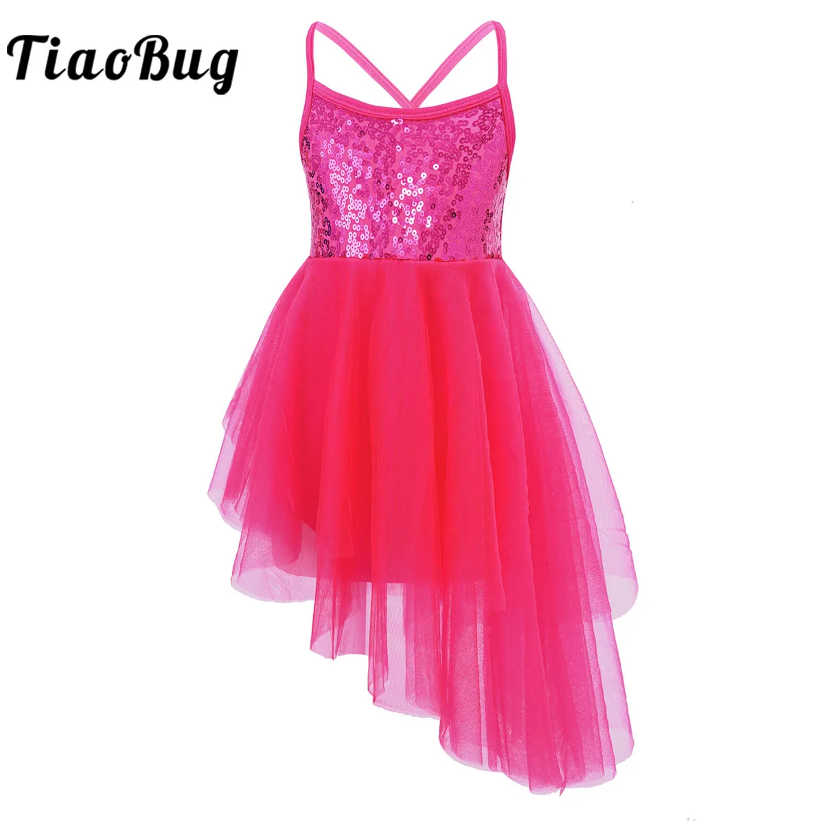 Top Trends: Kids Girls Sequins Leotard Ballet Dance Dress Asymmetrical Tulle Stage Performance Costume Contemporary Lyrical Dancewear Shoppable Styles