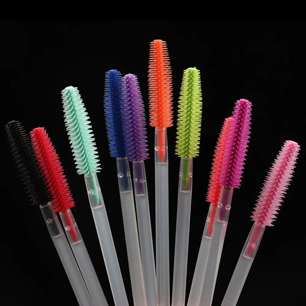 Top Trends: 10Pcs Colorful Disposable Silicone Head Mascara Applicator Spooler Brush Eyebrow Comb Brush Eyelash Extension Makeup Tools Shoppable Styles