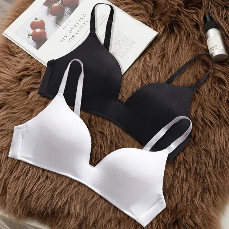 Top Trends: New Women Girls Seamless Thin Bra Underwear Elastic Push Up Bra Tank Top Vest Samll Chest Bra Gathered Lingerie Solid Breathable Shoppable Styles