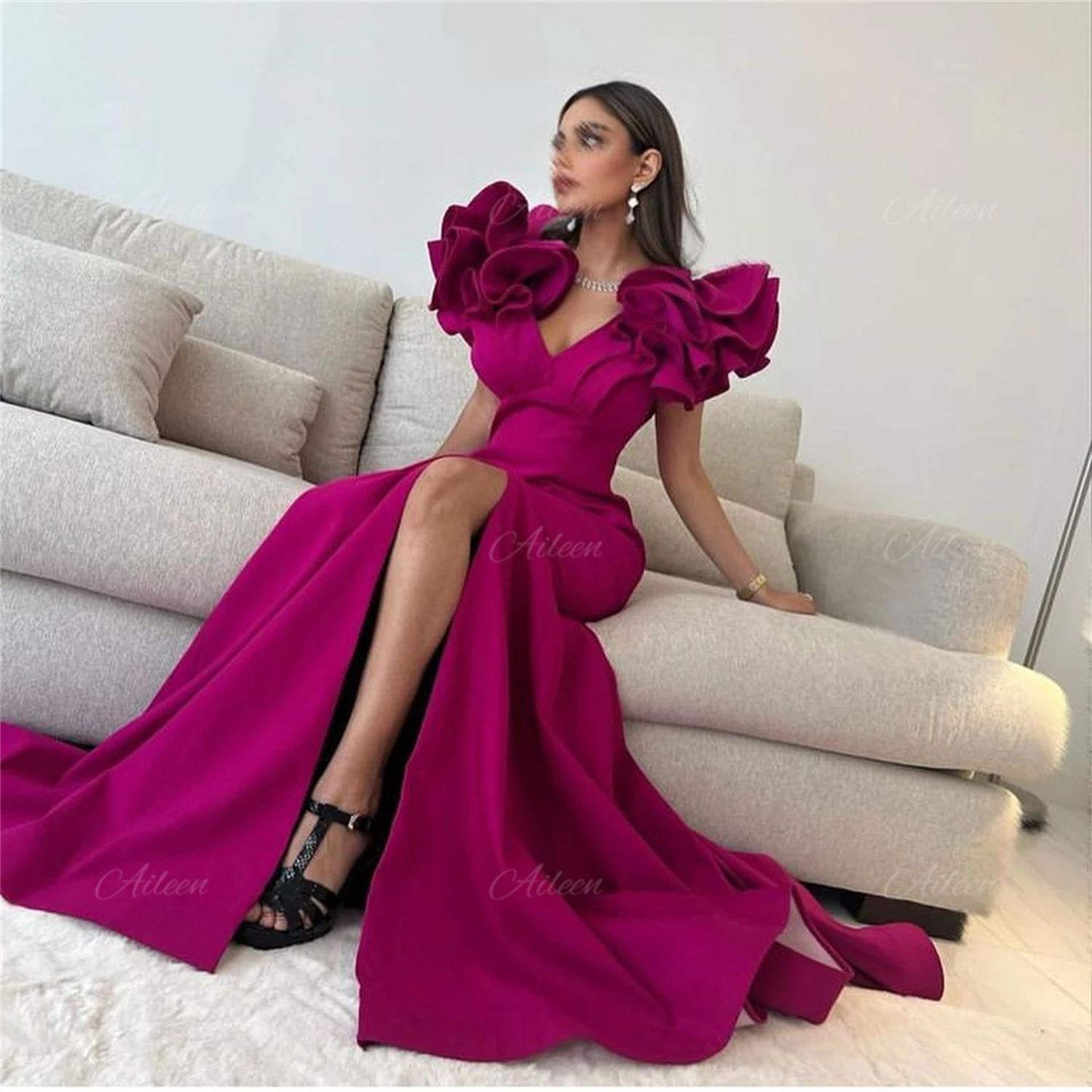 Top Trends: Aileen Long Soft Dresses For Women Party Wedding Evening Rose Red Robe A-line Satin Cocktail Of Dresses For Day And Night Party Shoppable Styles - Image 2