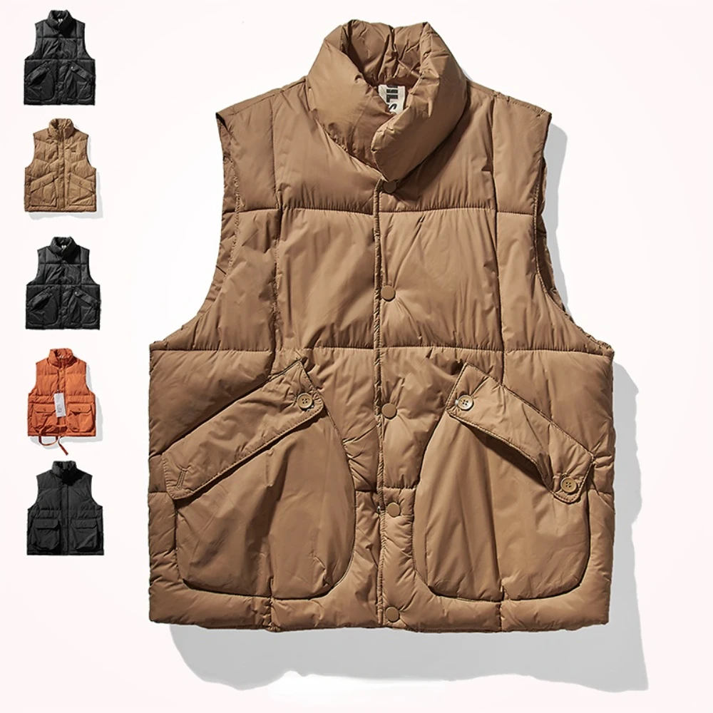 Top Trends: Japanese Retro Jacket Cotton Vest Men Wear Cotton Jacket Autumn And Winter New Puffy Full Cotton Vest Jacket Shoppable Styles