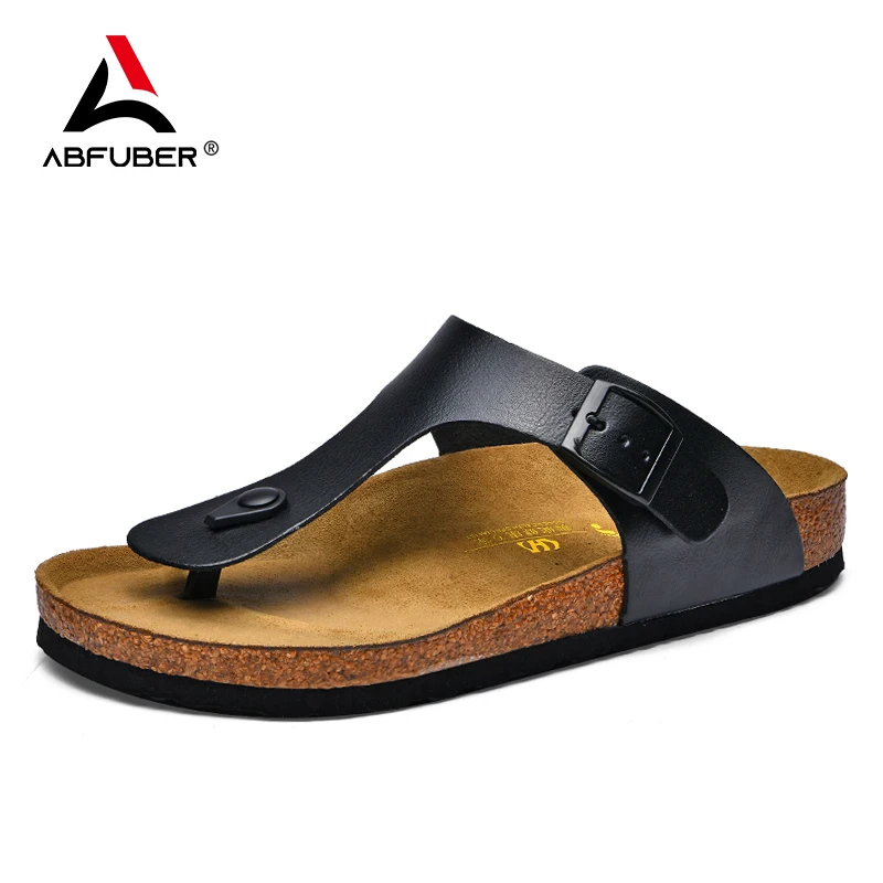 Top Trends: Quality Cow Suede Sole Men Cork Slippers Summer Casual Double Buckle Non-slip Clogs Slides Women Slip On Flip Flop Men Shoes Shoppable Styles