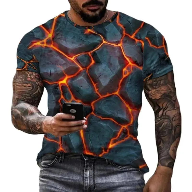 Top Trends: Vintage T-shirts For Men 3d Volcano Printed Short Sleeve Tops Oversized Tees Hip Hop O-neck Men&#039;s T Shirt Man Clothing Camiseta Shoppable Styles