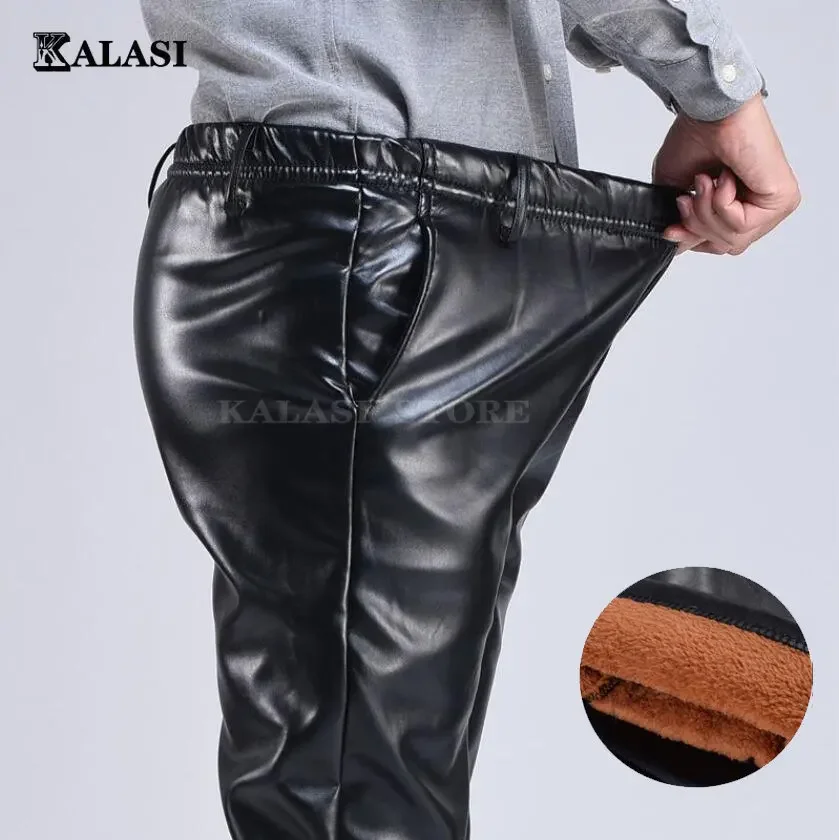 Top Trends: Autumn Winter Men Leather Pants Smart Casual Male PU Faux Leather Trousers Plus Size Oversize Shoppable Styles