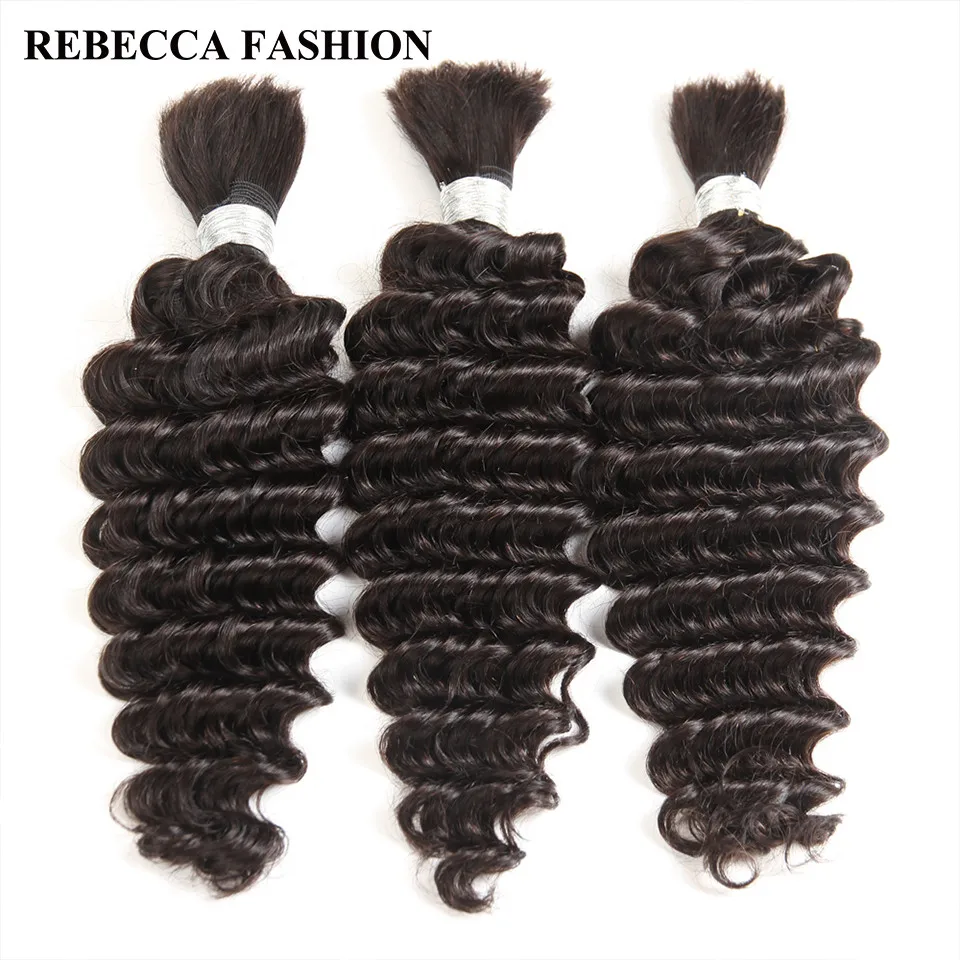 Top Trends: Rebecca 3 Bundles Human Braiding Hair Bulk Hair For Braiding Remy Indian Deep Wave Hair Wave Bulk Extensions Shoppable Styles