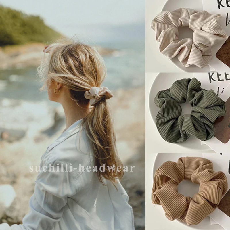 Top Trends: 2023 New Knitted Hair Scrunchie Headband For Women Solid Color Velvet Elastic Hair Bands Rings Girls Hair Accessories Headwear Shoppable Styles