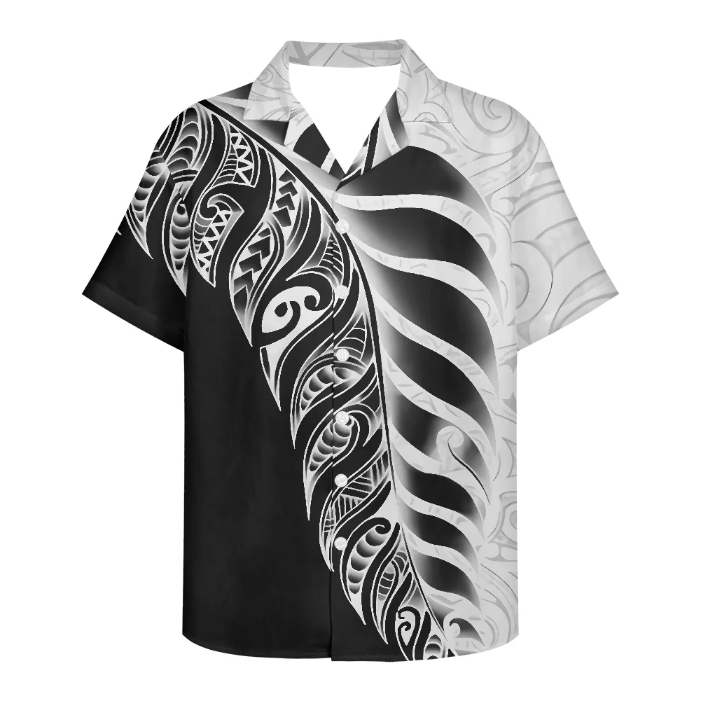 Top Trends: 2022 New Casual Business Polynesian Men&#039;s Shirts For Men Turn Down Collar Short Sleeve Tribal Tattoos Slim Fashion Tops Camisa Shoppable Styles