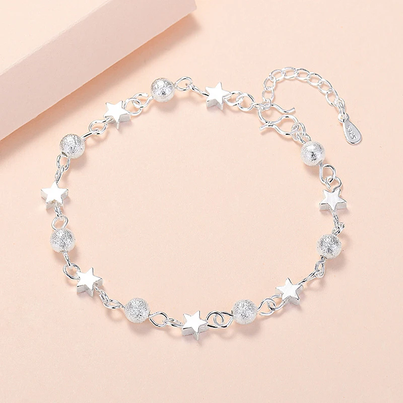 Top Trends: 925 Sterling Silver Small Star Fresh Bracelet Fresh Star Bracelets For Women Personality Round Bead Bracelet Korean Fashion Shoppable Styles