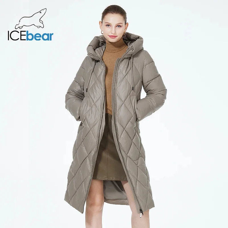 Top Trends: ICEbear 2023 Winter Ladies Diamond Quilted Jacket Lengthened Style Women Padded Parka Thickened Warm Cotton Coat GWD22631D Shoppable Styles