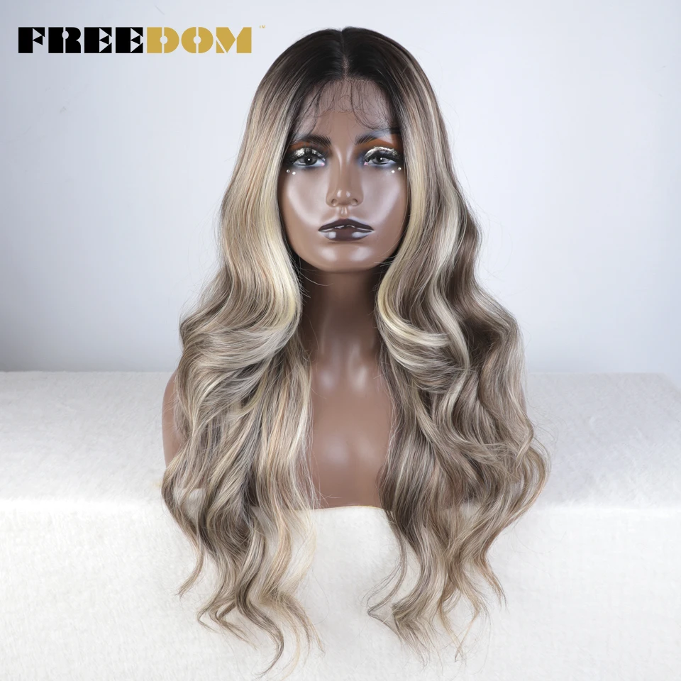 Top Trends: FREEDOM Synthetic Lace Front Wigs For Black Women Body Wave Ombre Brown Ginger Highlight Lace Wigs Heat Resistant Cosplay Wigs Shoppable Styles